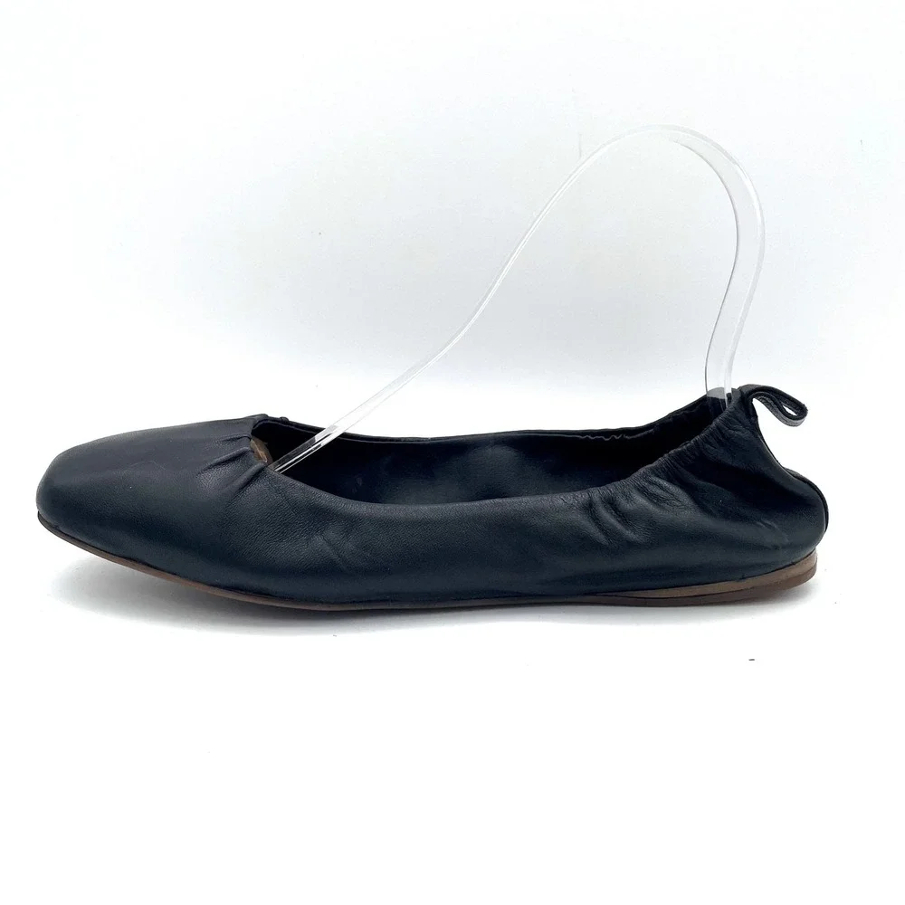 Lucky Brand Giorga Black Leather Ballet Flats Womens 9.5M Square Toe Shoes